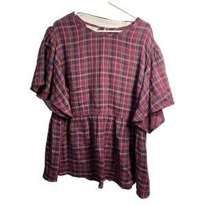 terra & sky womens short sleeve blouse shirt top plus size 2X XXL 20w 22w